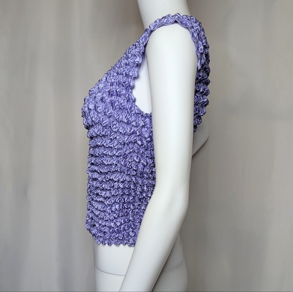 Y2K Lavender Satin Sleeveless Popcorn Magic Top - Picture 4 of 5